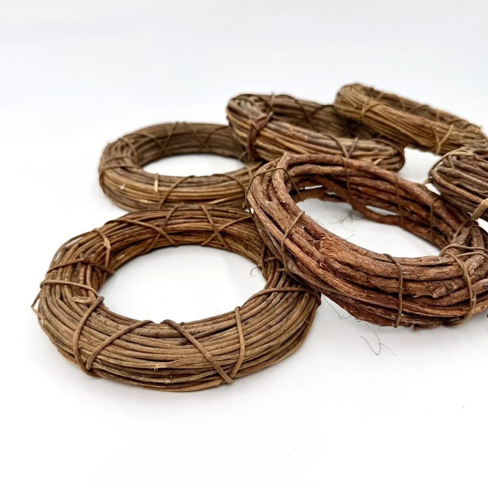 Set of 6‎ Natural Grapevine Napkin Rings Rustic Brown Twig Wreath Table Decor